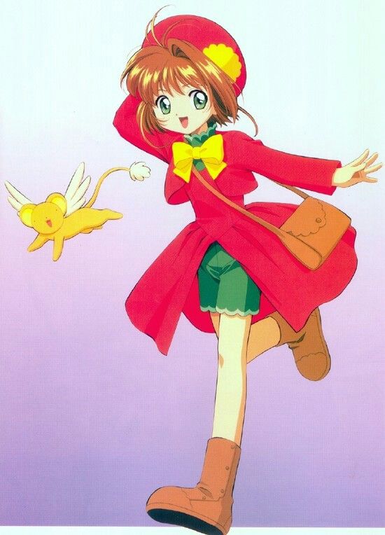 Sakura cardcaptor trajes abrigo rojo con lazo amarillo